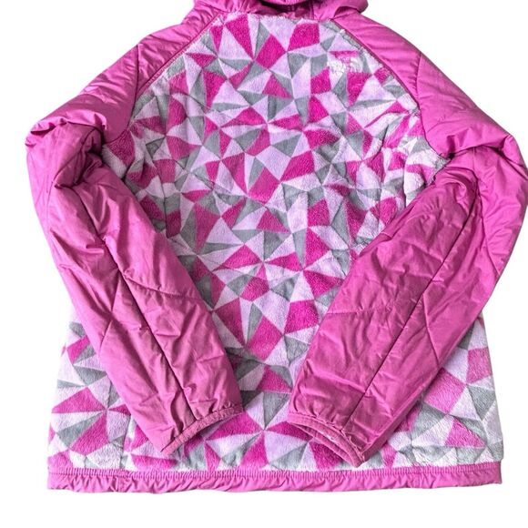 The North Face Girls XL Pink purple Gray Reversible Hooded Fleece Lined Jacket - Picture 9 of 9